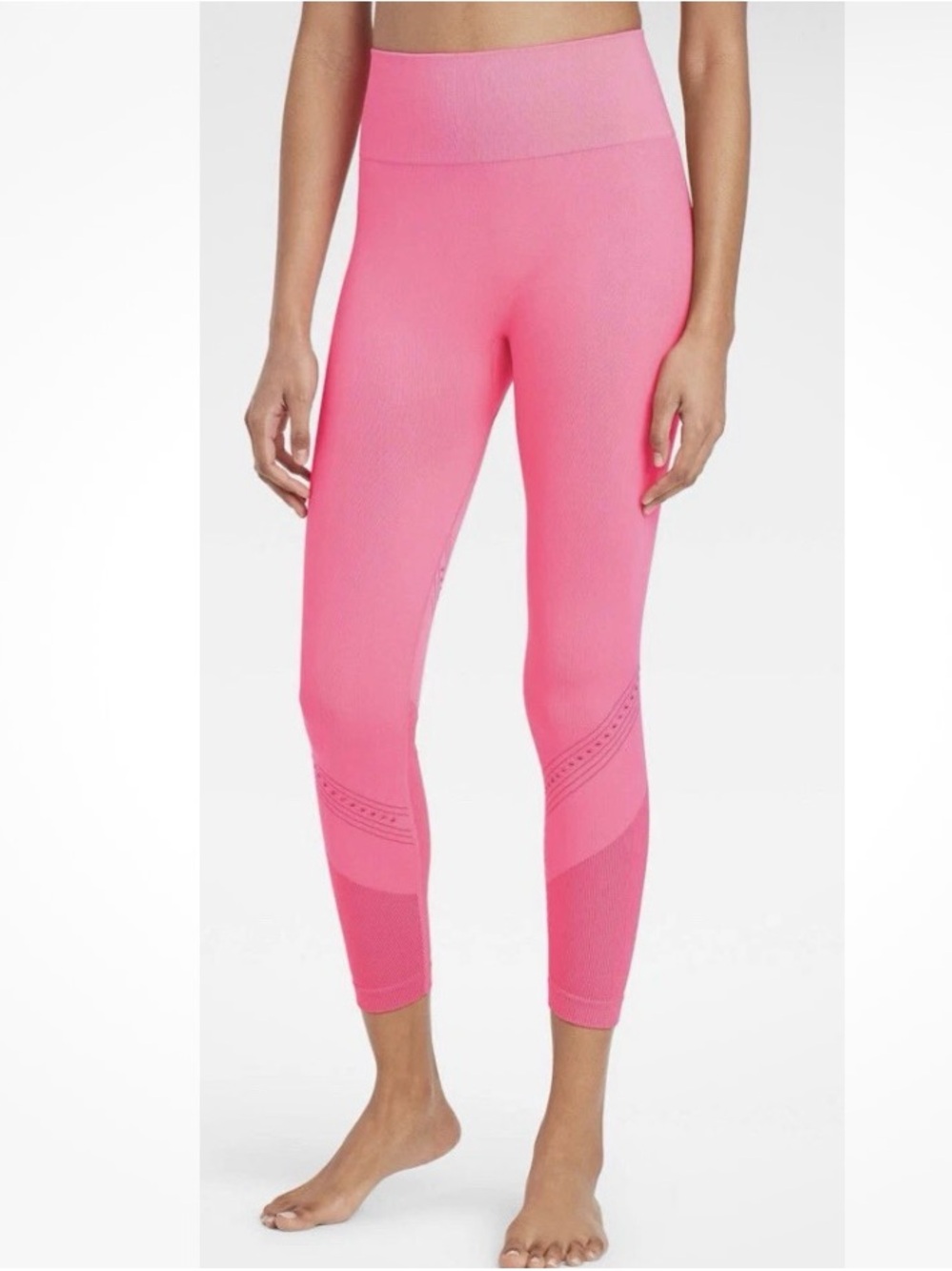 JOYLAB WOMEN'S HIGH RISE RIBBED‎ SEAMLESS 7/8 leggings hot Pink Medium